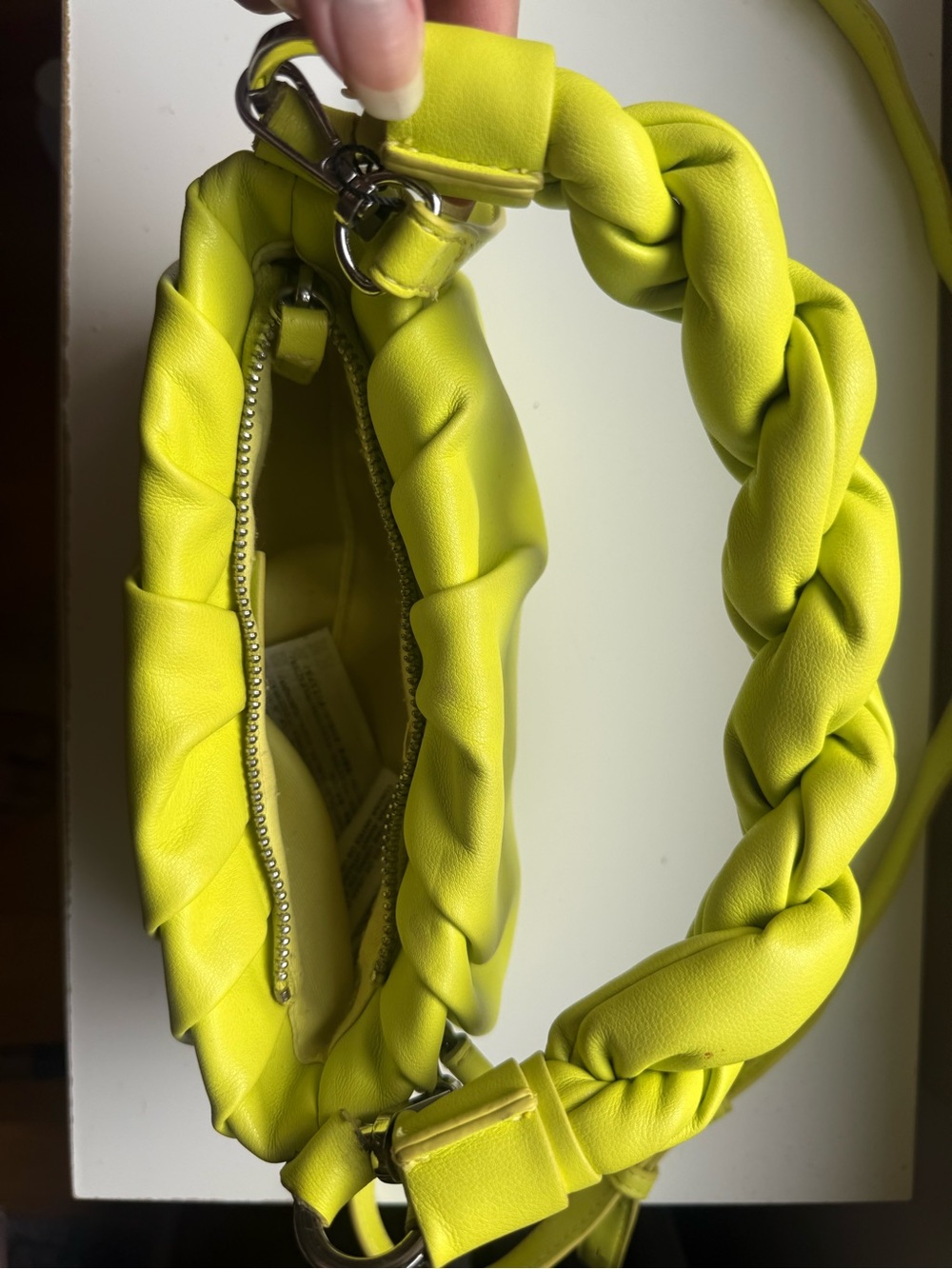 Mango Neon Yellow Braided Strap Shoulder Bag - Picture 6 of 6